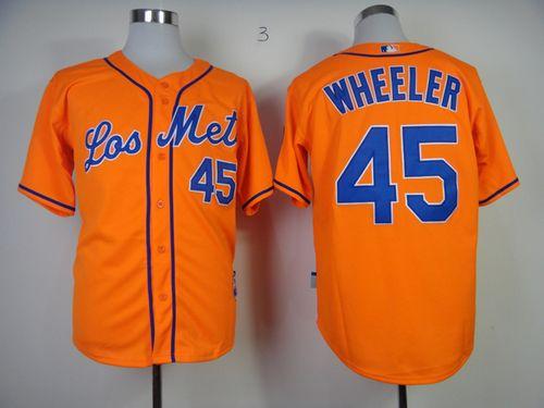 Mets #45 Zack Wheeler Orange Los Mets Cool Base Stitched MLB Jersey - Click Image to Close